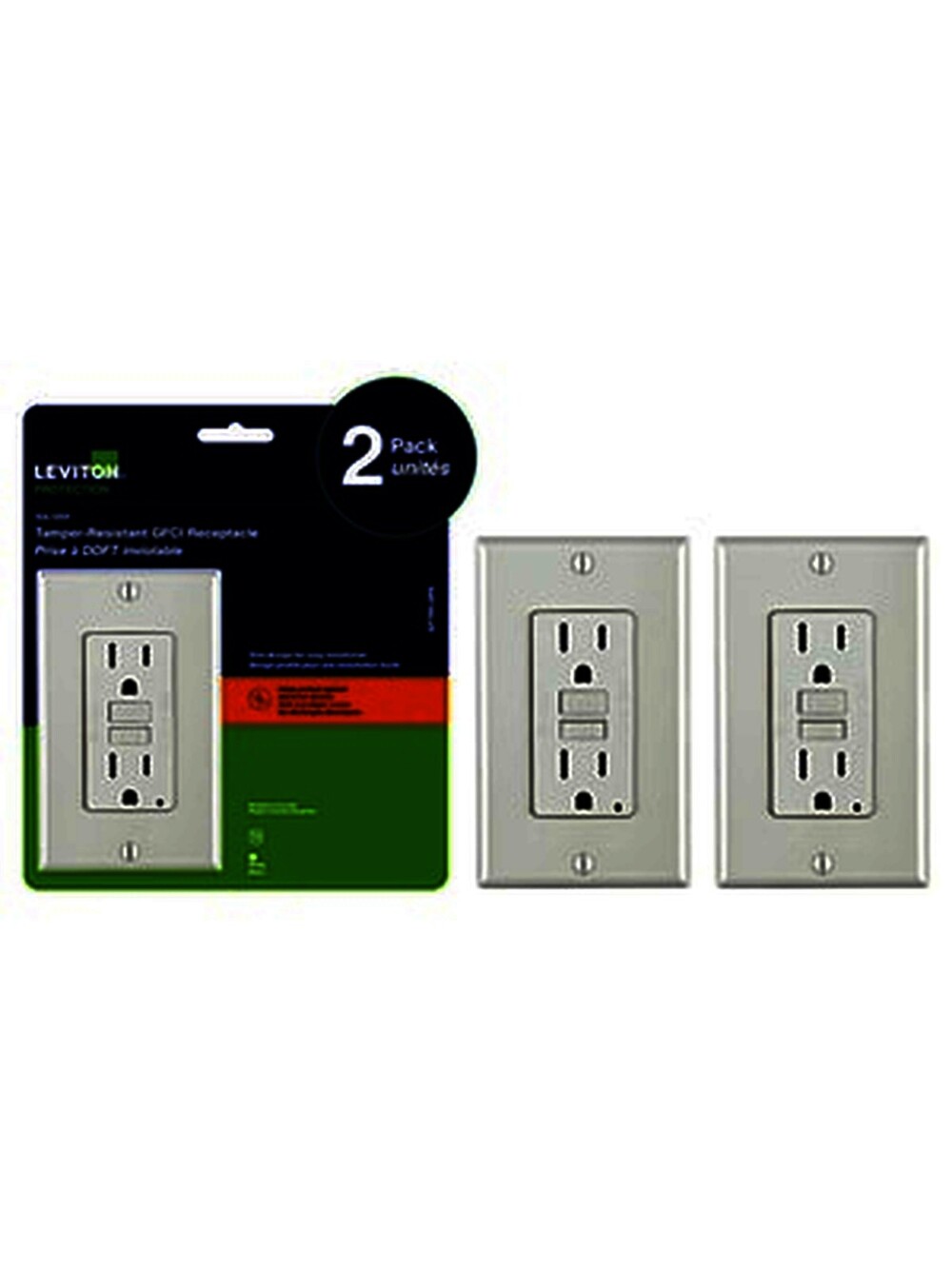 Leviton Decora 15A Tamper-Resistant Slim GFCI Outlet 2-Pack